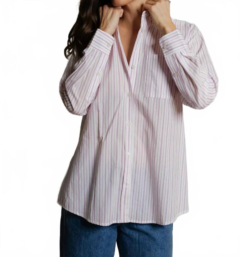 NEW PERFECTWHITETEE avalon poplin shirt in ultraviolet stripe